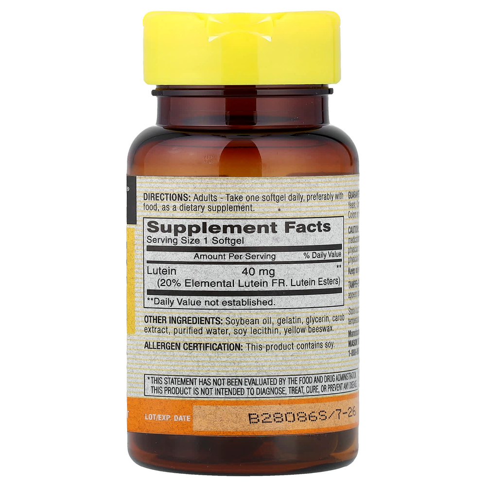 Mason Natural, Лютеин, 40 мг, 30 мягких таблеток