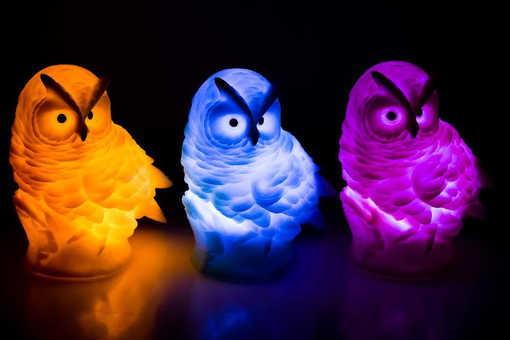 Ночник Сова 12см 4 цвета микс кор