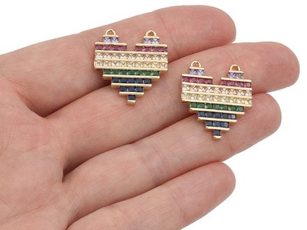 Коннектор-подвеска Сердце 20х23мм, со стразами