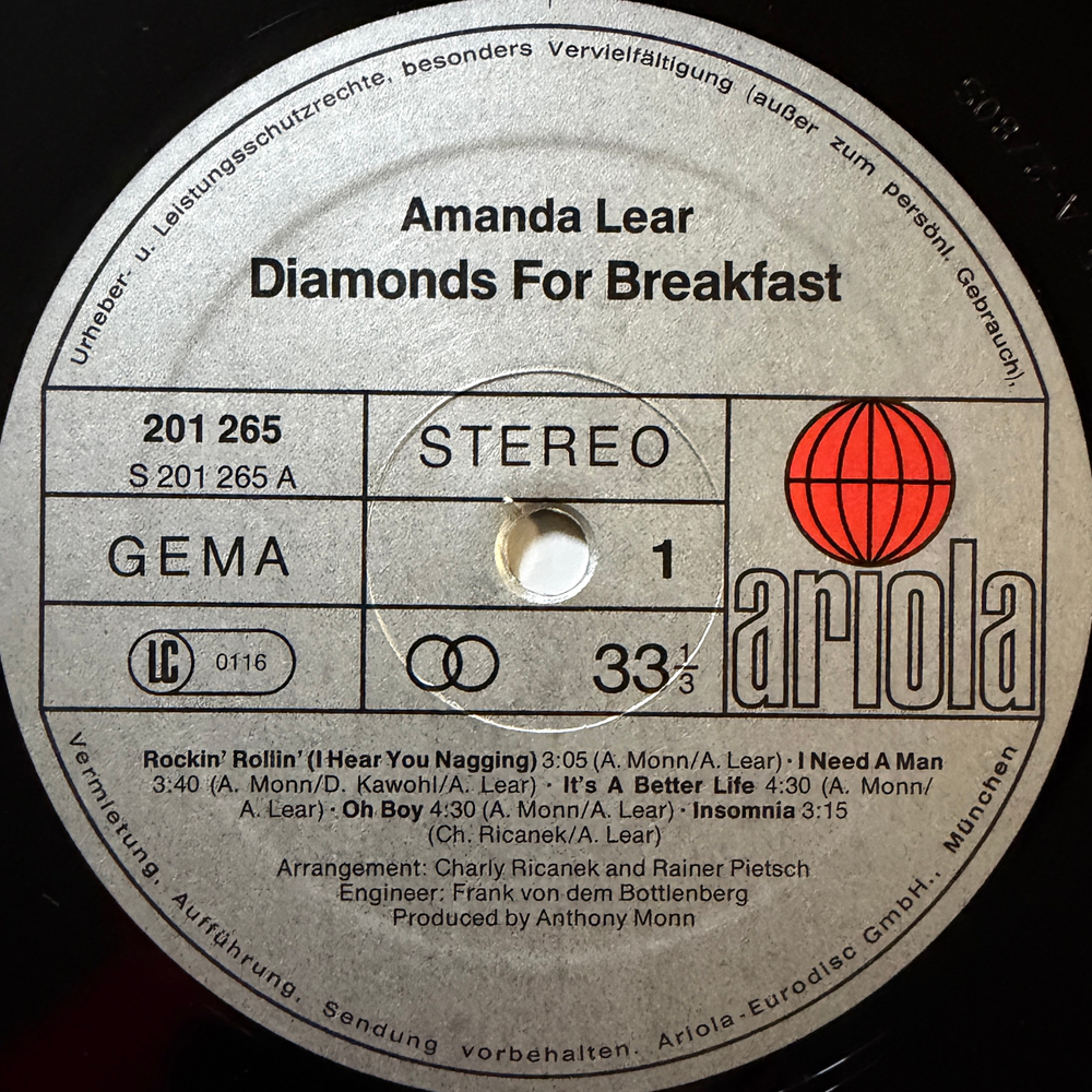Amanda Lear – Diamonds For Breakfast (Германия 1980г.) Т