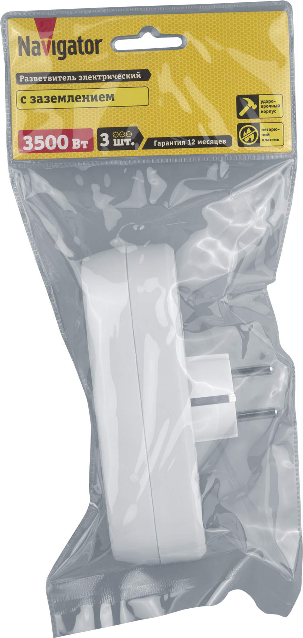 Разветвитель Navigator 94 672 NAD-L-3E-WH 3 гн. (в ряд) с/з