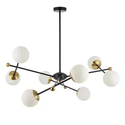 6581/8 MODERNI LN25 108 черный, золотой/белый металл  /стекло Люстра потолочная E14 8*40W 220V MELODY