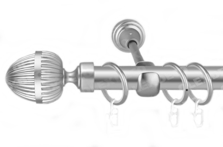 Карниз кованый для штор Одеон d19 мм однорядный, цвет хром матовый