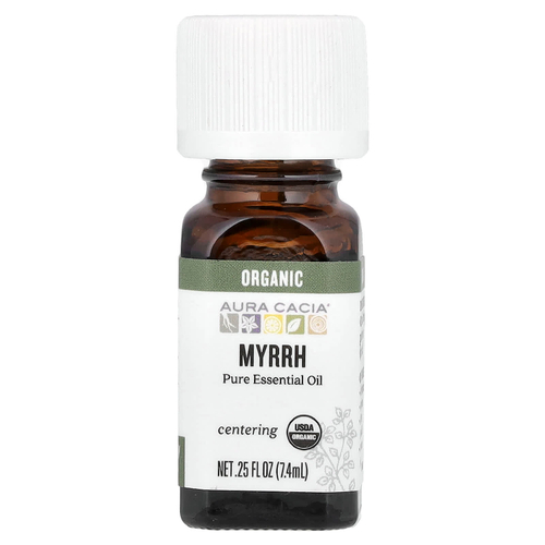 Aura Cacia, чистое эфирное масло, органическая мирра, 7,4 мл (0,25 жидк. унции)