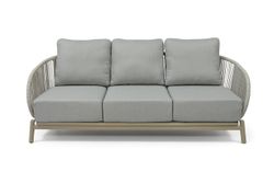 "Прато" диван трехместный из искусственного ротанга, цвет светло-серый, каркас под дерево (холодно-бежевый)