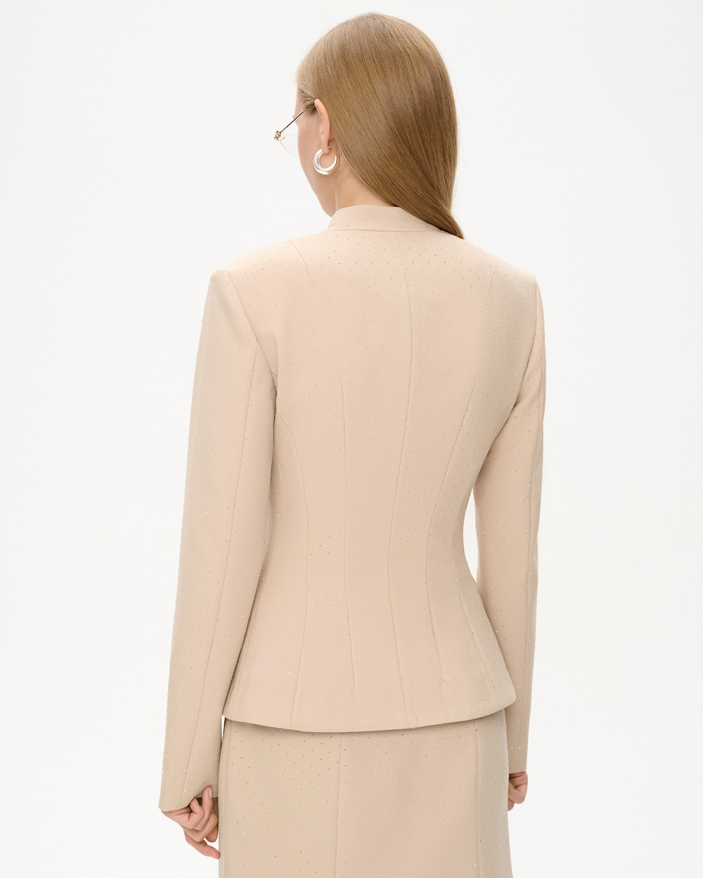 Юбка миди из костюмной ткани со стразами