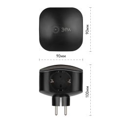 Разветвитель электрический ЭРА SP-3e-USB-BLACK на 3 розетки + 2 USB с заземлением со шторками 16А черный | Тройники