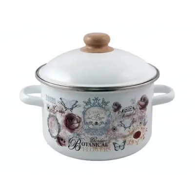 Кастрюля эмалированная 4,0л цилиндр Roses