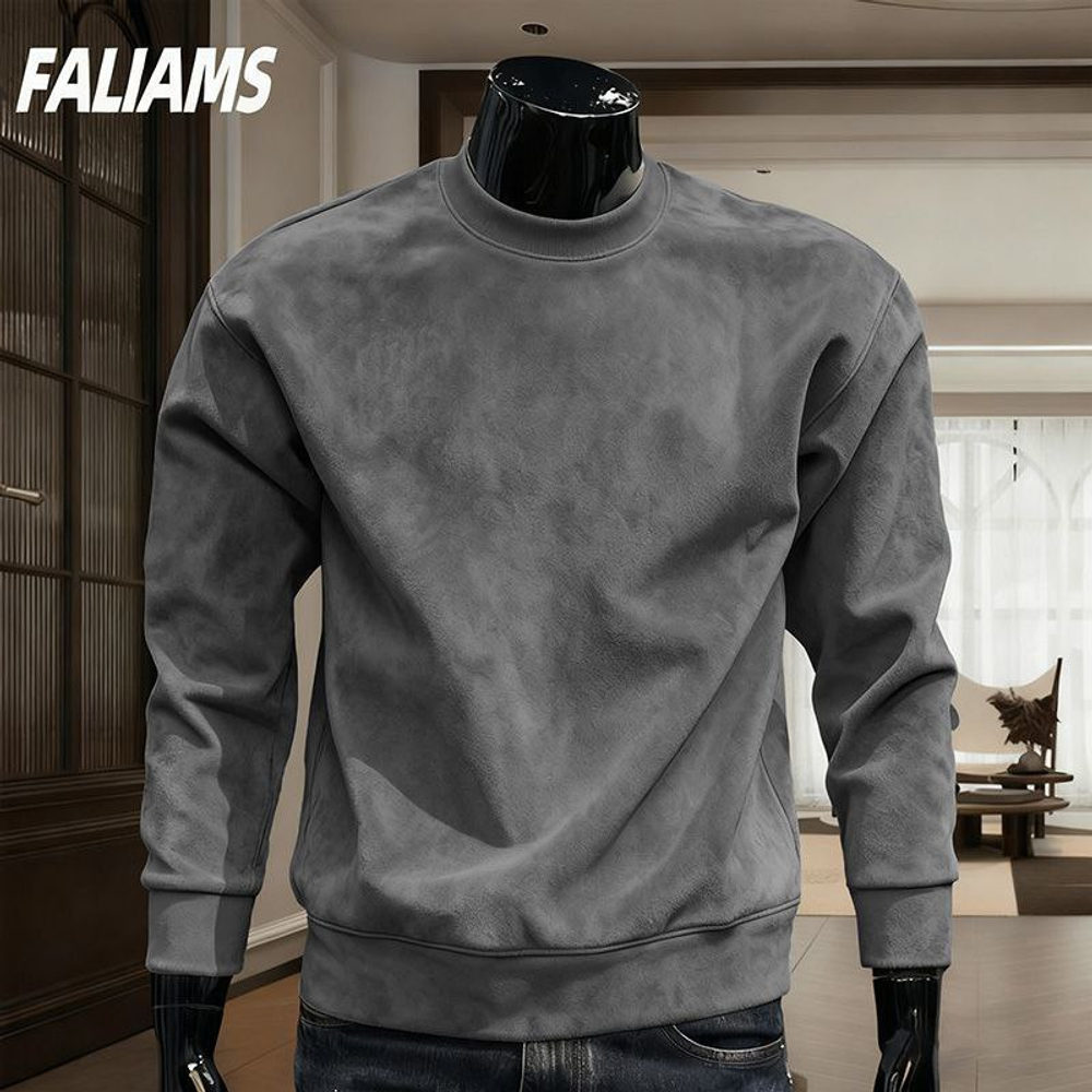 Мужской замшевый свитшот