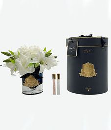 Лилии и розы цвета слоновая кость в черной вазе, Cote Noire