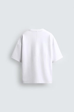 ZARA ТОЛСТОВКА INTERLOCK С НАШИВКОЙ, БЕЛЫЙ