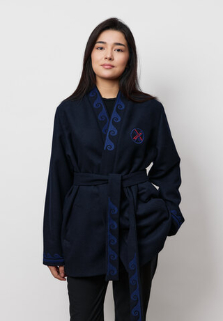 Шапан шерстяной женский OYU TOLQYN DARK BLUE