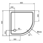 Душевой поддон из стеклокомпозита Cezares Tray SMC 90x90 Tray-M-R-90-550-35-W Белый