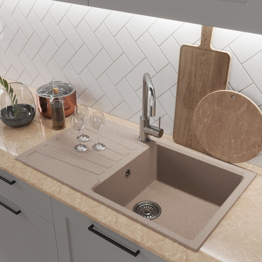 Мойка MIXLINE ML-GM20 с крылом  песочная (302) 830*480*190мм NEW (551998)