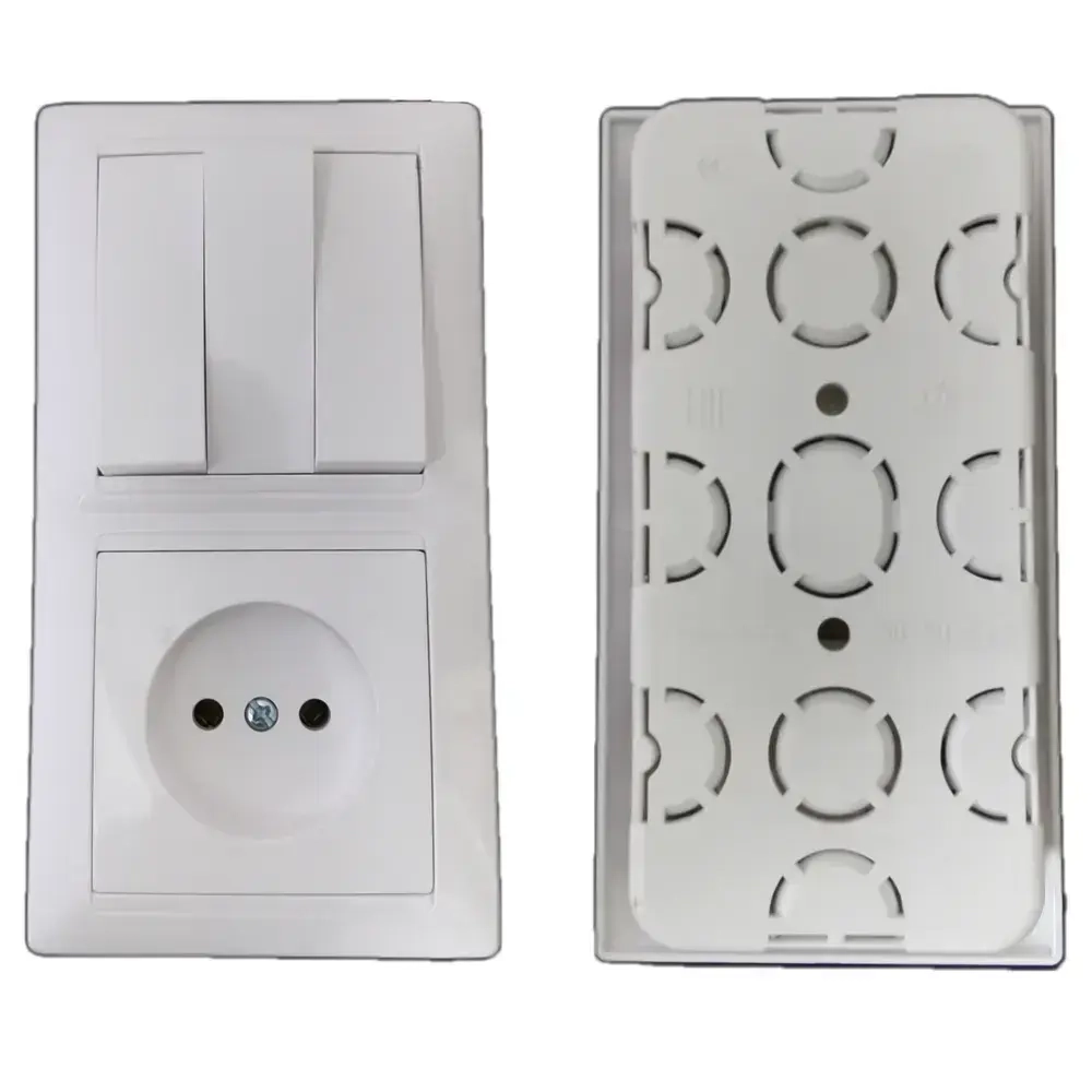 Блок электроустановочный розетка + выключатель трехклавишный для скрытой проводки BYLECTRICA СветоПрибор