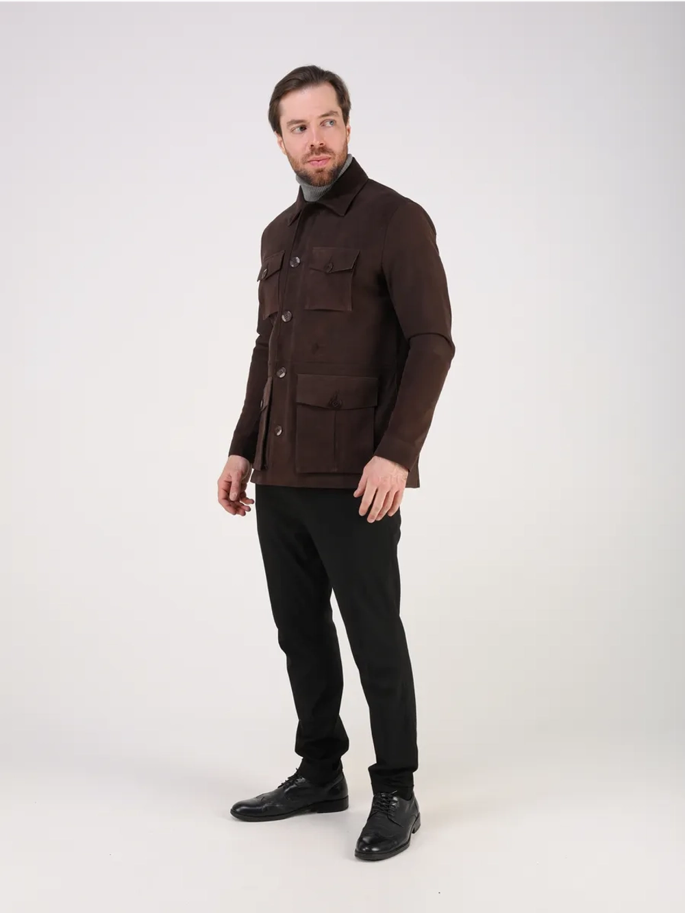 Кожаная куртка демисезонная замшевая сафари пиджак