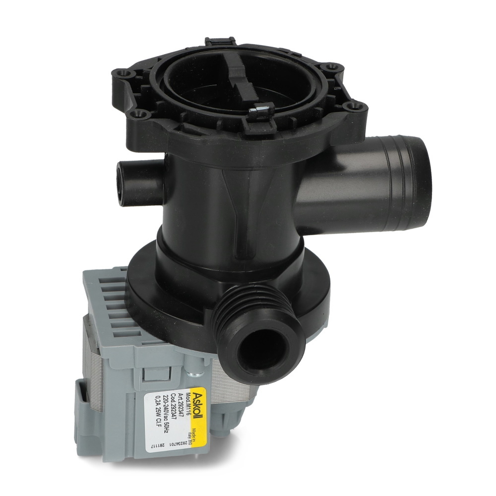 Сливной насос 119307 стиральной машины Indesit, Ariston - помпа C00119307 в сборе с улиткой и крышкой фильтра