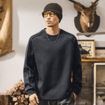 Мужская футболка в американском ретро-стиле, плотная (300 г), с длинным рукавом, новая модель осень, свитшот с круглым вырезом, свободный крой, для весны и осени.