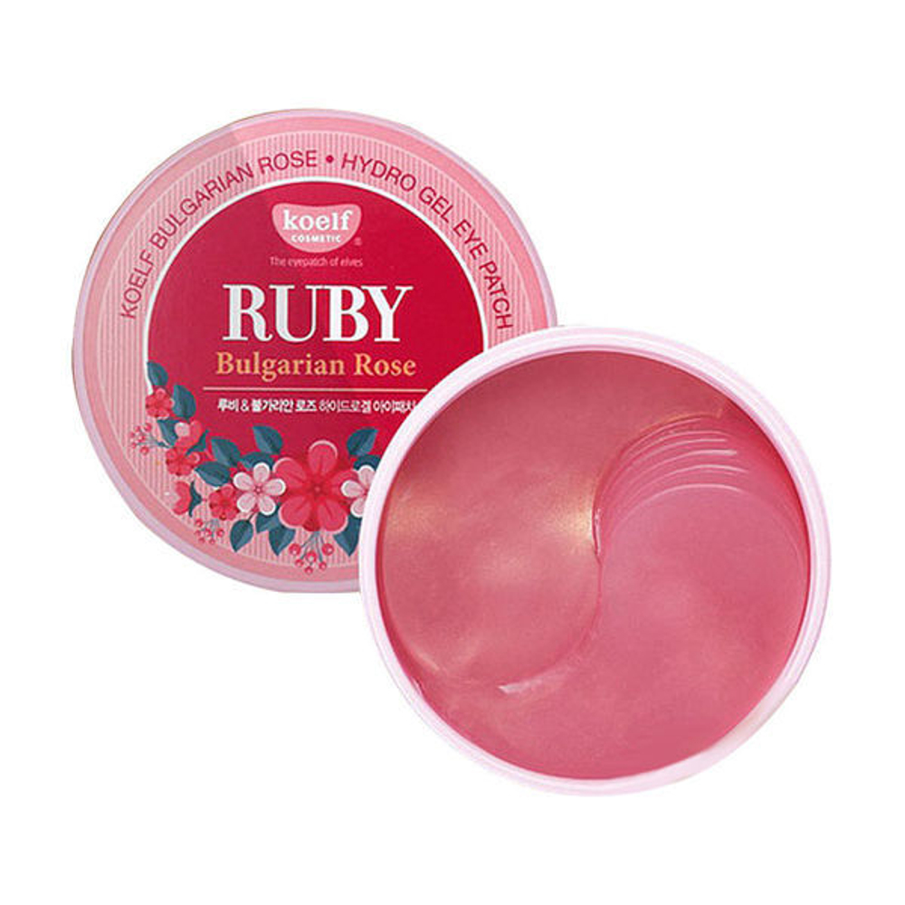 KOELF Ruby & Bulgarian Rose Hydro Gel Eye Patch гидрогелевые патчи для кожи вокруг глаз с рубиновой пудрой и розовым маслом