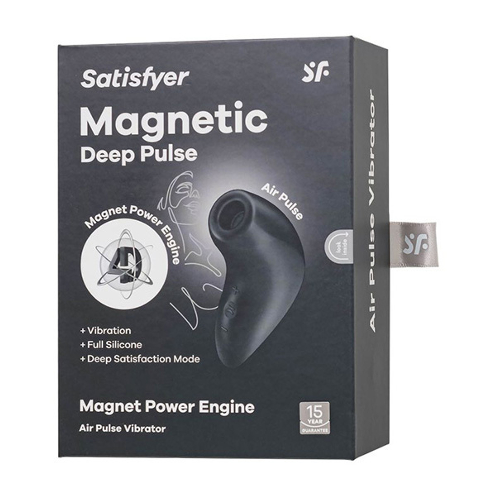 Черный вакуум-волновой бесконтактный стимулятор клитора 11,6см Satisfyer Magnetic Deep Pulse