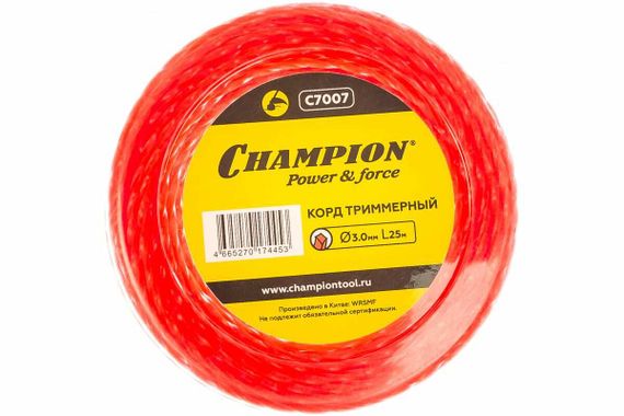 Корд триммерный Champion Twisted Square 3.0 мм х 25 м, C7007 (витой квадрат)