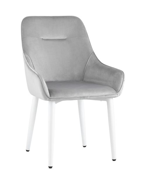 Стул Диана велюр серый ножки белые