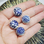 Бусины Гжель, керамические, синие голубые, р-р 16мм, штучно