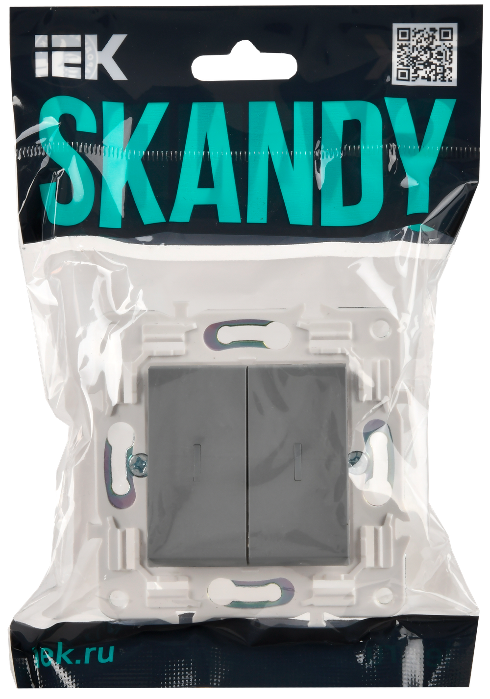 SKANDY Выключатель 2-клавишный проходной с индикацией 10А SK-V10Gr серый IEK