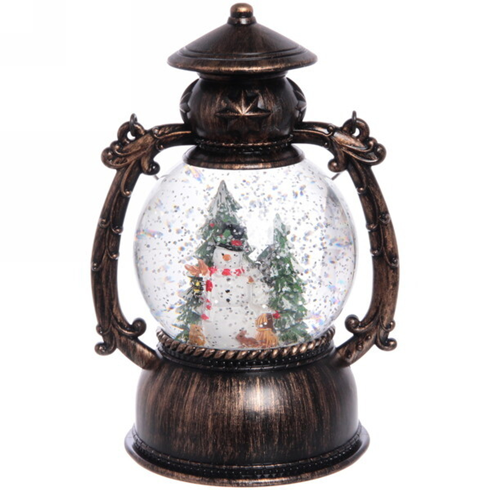 Сувенир с подсветкой Christmas «Лампа Снеговичок в лесу» 20 см (без музыки)