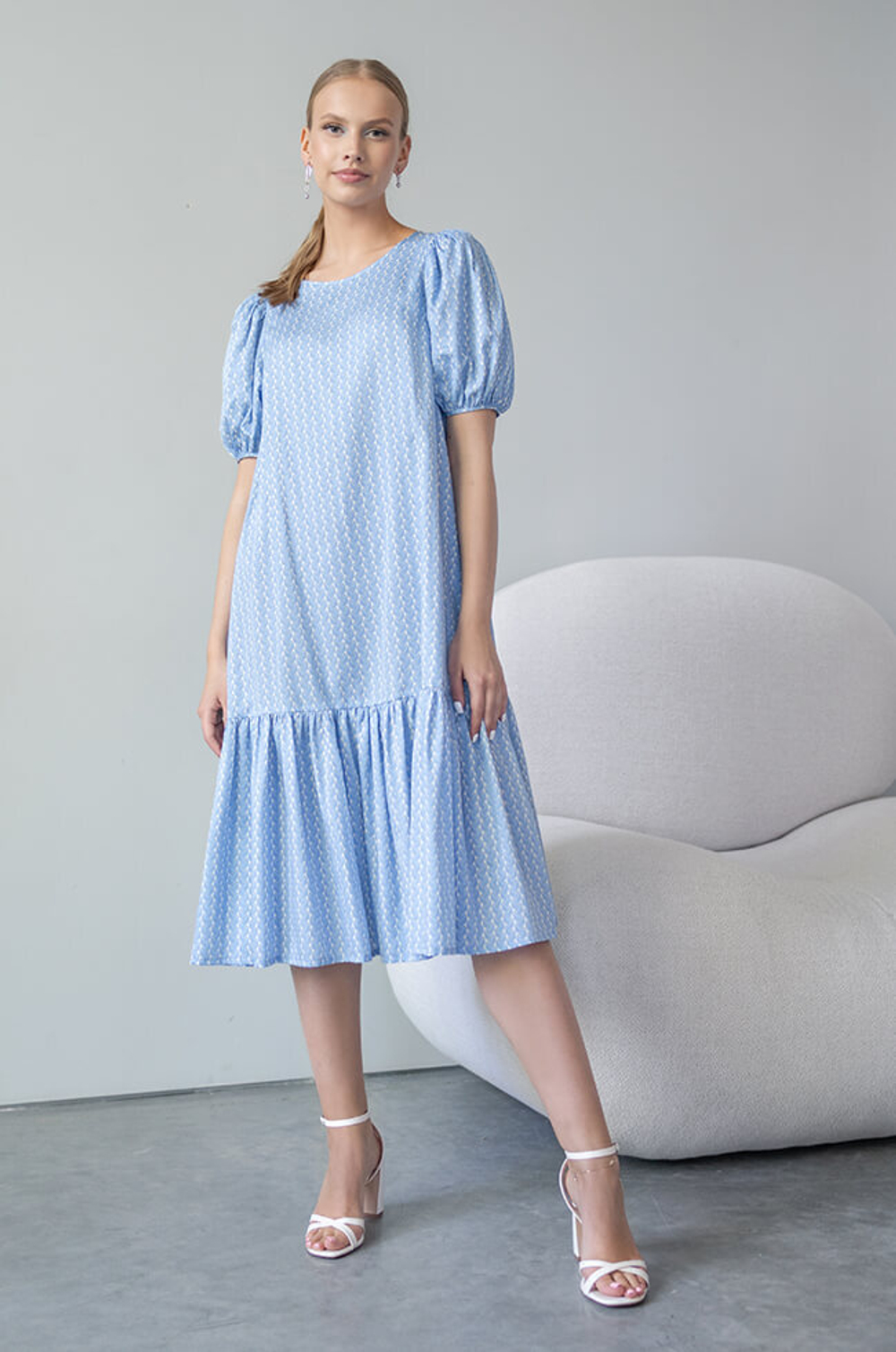 51364 Платье женское (голубой принт)