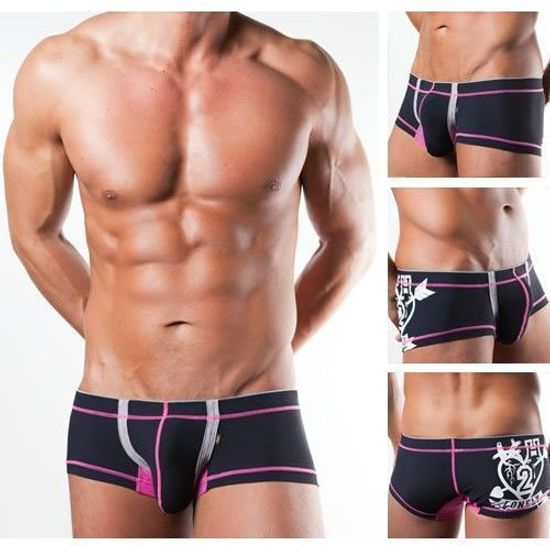 Мужские трусы хипсы черные с розовой вставкой TOOT TT00035