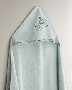 ZARA HOME ДЕТСКОЕ ПОЛОТЕНЦЕ С КАПЮШОНОМ, СИНИЙ