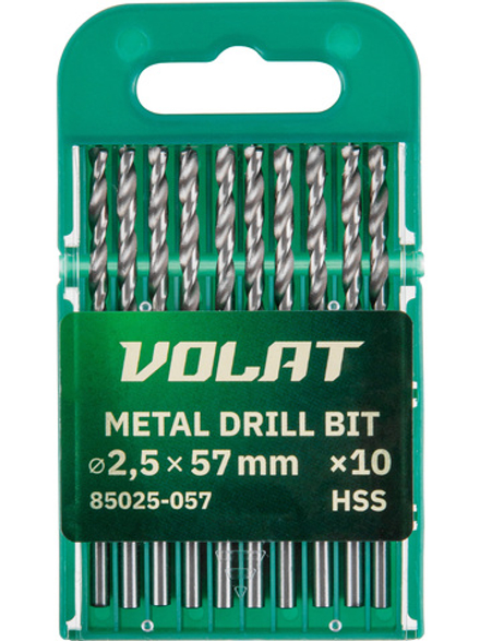 Сверло по металлу ц/х 2.5х30х57 мм HSS, комплект из 10-ти шт ВОЛАТ