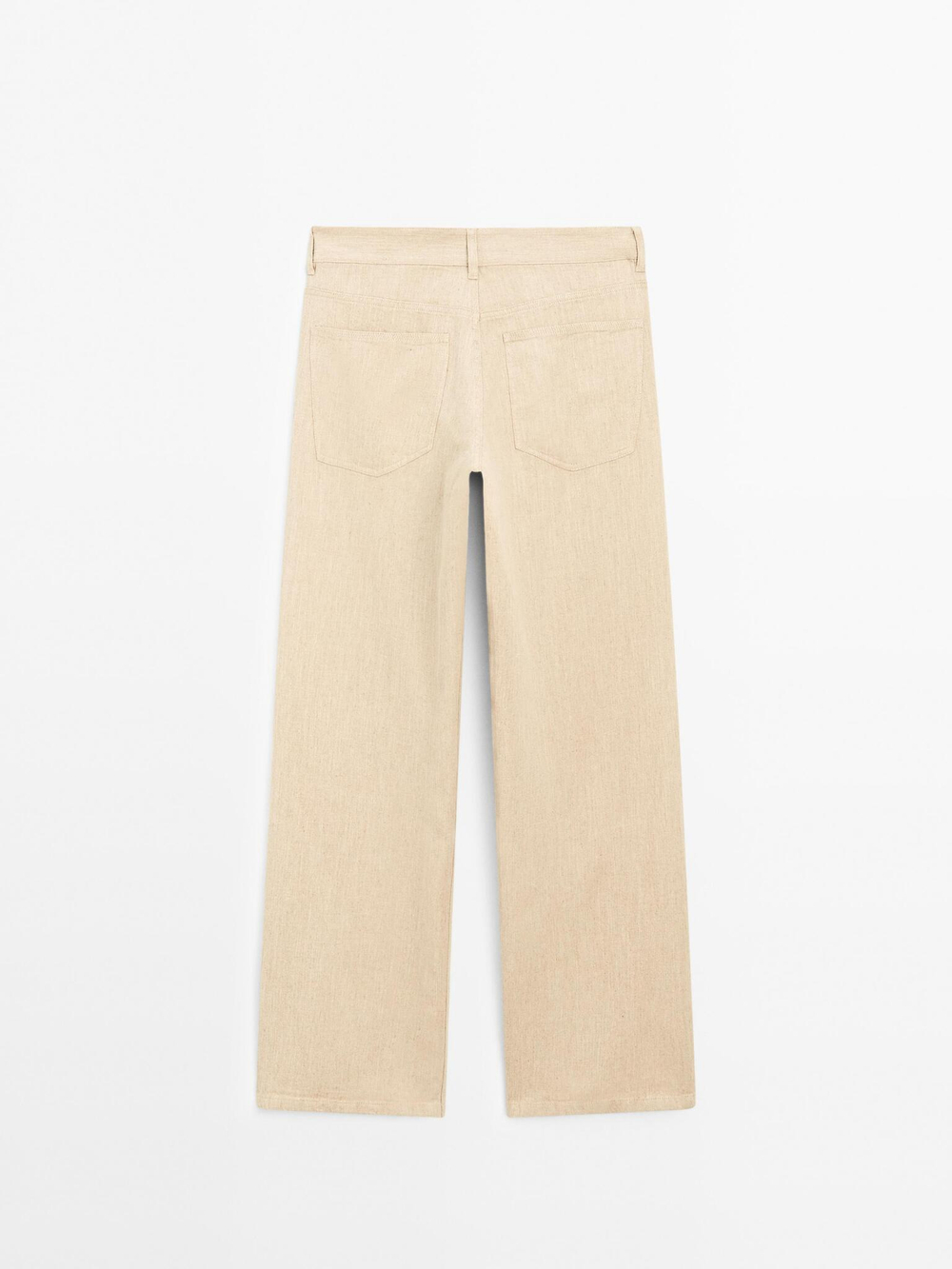 Massimo Dutti Брюки прямого кроя из смесового льна, песочный