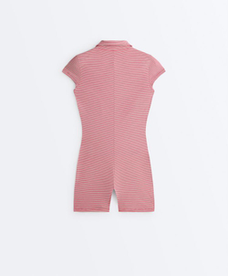 Oysho Короткий комбинезон Comfortlux в полоску, красный