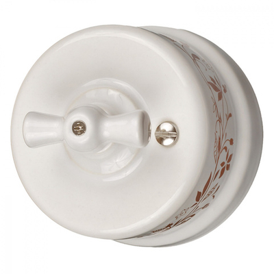 Выключатель 1кл. проходной, керамика, цвет белый + декор(D6/2) B1-201-01-D6/2