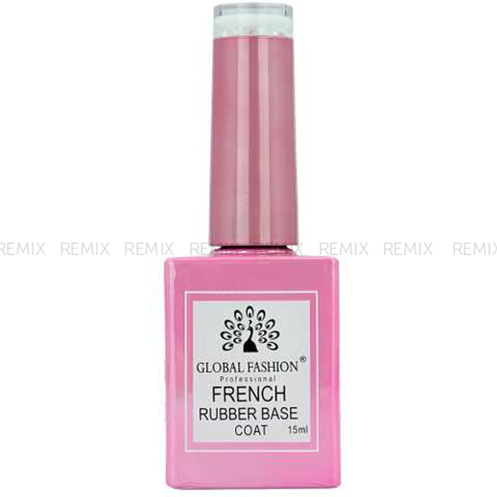 Каучуковая база для гель лака френч, Rubber Base Coat French, 15 мл., Global Fashion 06