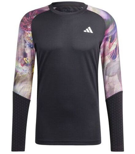 Мужская теннисная футболка  Adidas Melbourne Tennis Long Sleeve T-Shirt - разноцветный/black