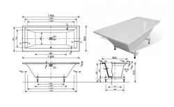 Ванна из литьевого мрамора Эстет Стелла 180х80 белая, ФР-00002809