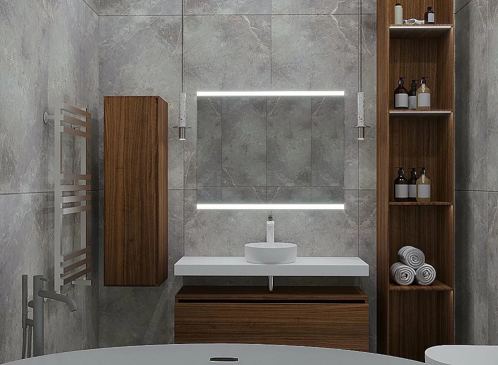 Тумба с раковиной и столешницей Armadi Art Flat 80 темный дуб