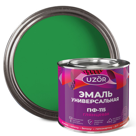 УЗОР  Эмаль ПФ-115 Ярко-зеленая 1,8кг ГОСТ 6465-76 (Сайвер)