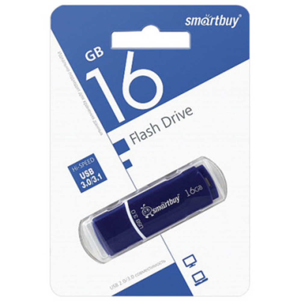 Память Smart Buy "Crown"  16GB, USB 3.0 Flash Drive, синий SB16GBCRW-Bl