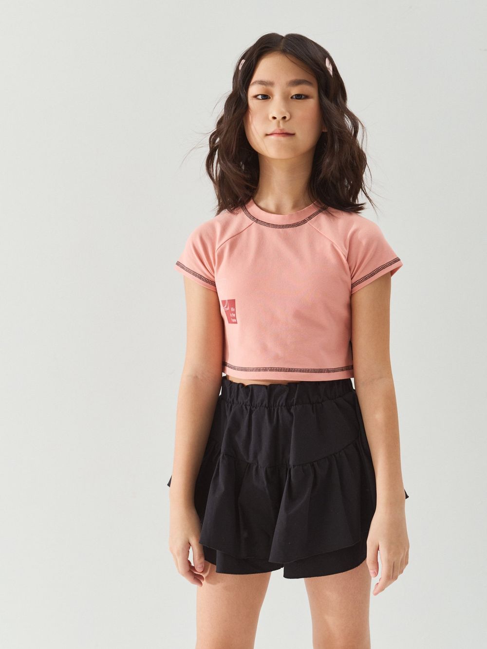 Юбка шорты с воланом "Уголь" 7+