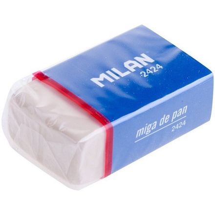 Ластик Milan 2424 прямоугольный, каучук, белый, картонный держатель