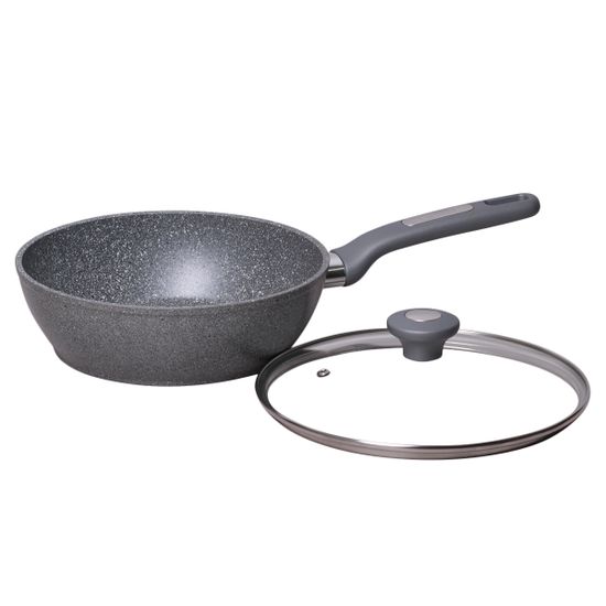 Сотейник 28 см. из алюминия с крышкой Kamille KM-4277GR с мраморным покрытием