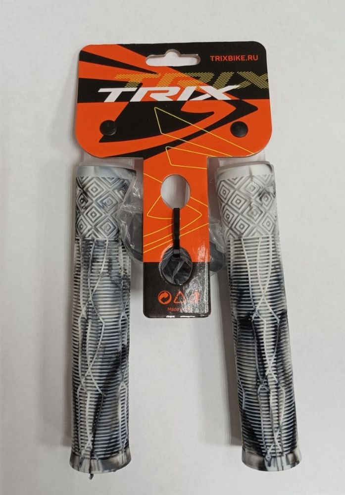 Грипсы TRIX, для BMX, резиновые, 166мм, противоскользящие, двухцветная комбинация, черный-белый