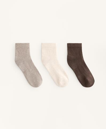 OYSHO Три пары спортивных носков-сникеров с язычком из смесового хлопка, коричневый меланж