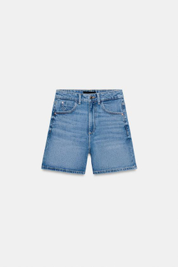 ZARA ШОРТЫ Z1975 MOM FIT, ВЫЦВЕТШИЙ СИНИЙ