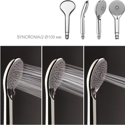 Bossini Abs Elios душевая система: термостат, стойка с верхним поворотным душем Ø 250 мм, с ручным душем, цвет черный матовый