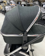 Детская модульная коляска 2в1 770 Чёрный текстиль серебристая рама